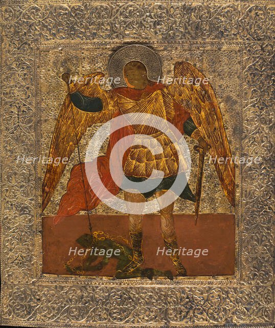 Saint Michael slaying the demon, between 1600 and 1700. Creator: Moscow School.