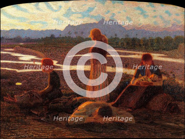 Membra stanche o Famiglia di emigranti (Weary Limbs or Family of Emigrants), 1906-1907. Creator: Pellizza da Volpedo, Giuseppe (1868-1907).