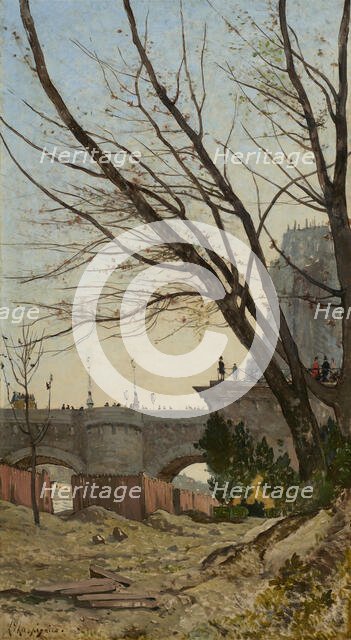 View Of The Pont Neuf And Of The Western Point Of The Île De La Cité From The Banks Of The..., c1870 Creator: Henri-Joseph Harpignies.