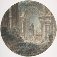 Architectural fantasy, late 18th century. Creator: Attributed to Jean Henri Alexandre Pernet.