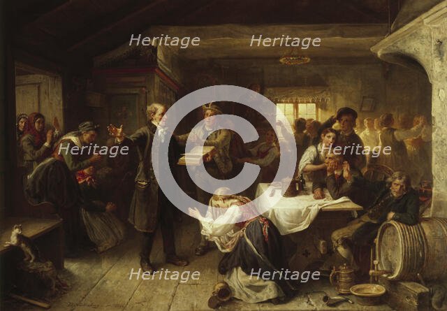 A Revivalist Disturbs the Merrymaking, 1866. Creator: Bengt Nordenberg.