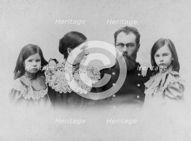 Blagovidov Dmitry and Anna Timofeevna with their daughters Maria and Vera, 1900. Creator: Unknown.