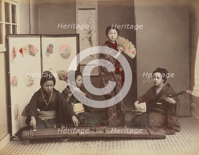 Playing with Music, 1870s-1890s. Creator: Kusakabe Kimbei.