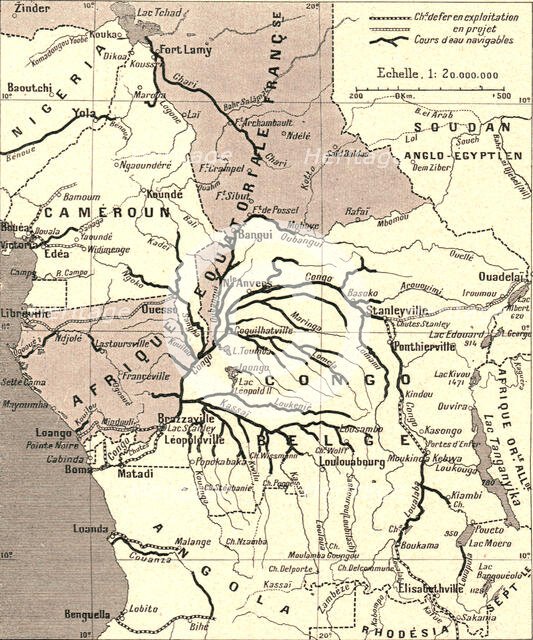 ''Voies de communication du bassin du Congo; L'Ouest Africain', 1914. Creator: Unknown.