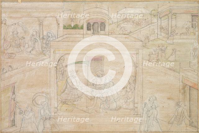 Bhima's Consultation with the Astrologer: Scene from the Nala-Damayanti Drawings, c. 1790-1800. Creator: Unknown.