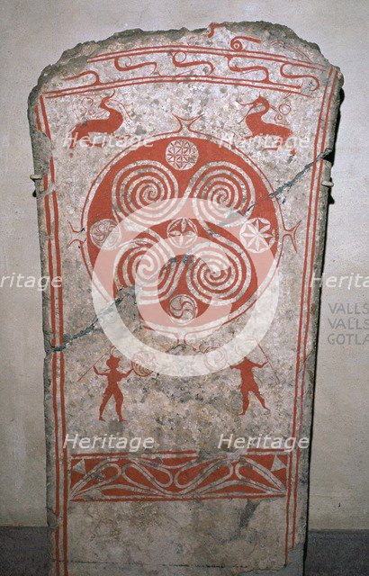 Swedish Iron Age stela. Artist: Unknown