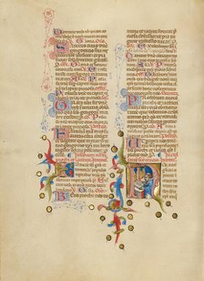 Initial N: A Priest at an Altar; Missal, between about 1389 and 1400. Creator: Master of the Brussels Initials.