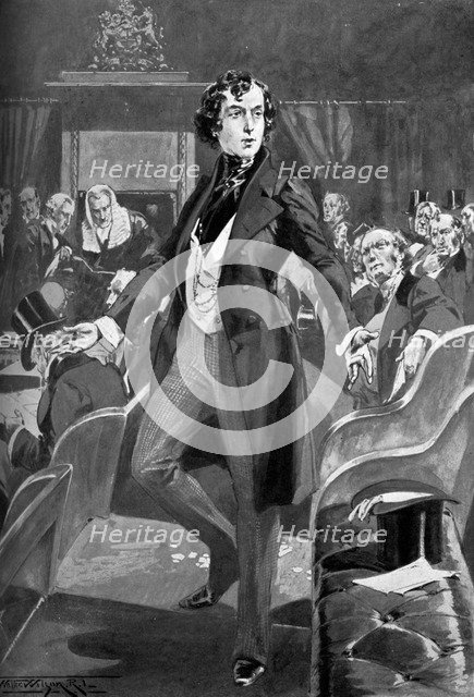 Disraeli's first speech in the House of Commons, 19th century (c1905). Creator: Unknown.