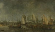 The Battle on the Slaak between the Dutch and Spanish Fleets during the Night of 12-13..., 1633. Creator: Simon de Vlieger.