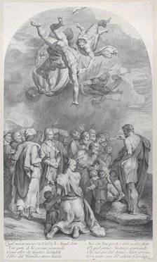 Plate 41: Saint John the Baptist preaching to a large crowd and baptizing children, 1756. Creators: Bartolomeo Crivellari, Gabriel Söderling.