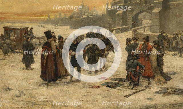 Moscow - The beard control in front of the city gate, 1891. Creator: Urlaub, Johann-Georg-Christian (1844-1914).