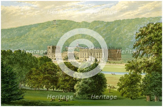 Chatsworth House, Derbyshire, home of the Duke of Devonshire, c1880. Artist: Unknown