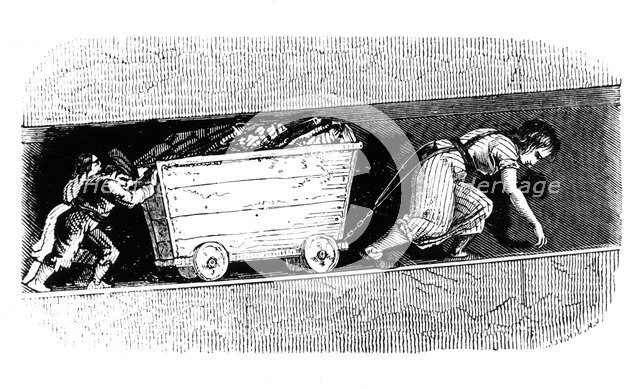 Woman and children coal 'putters', Mid and East Lothian, Scotland, c1848. Artist: Unknown