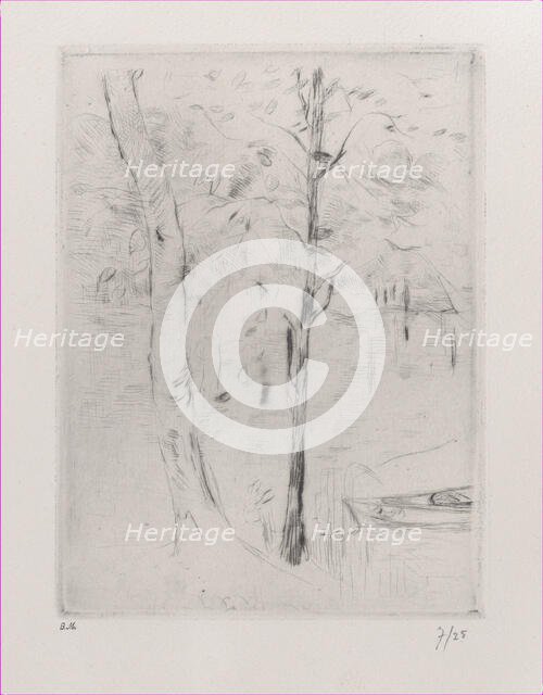 Landscape (Tree-trunks near a River), 1888. Creator: Berthe Morisot.