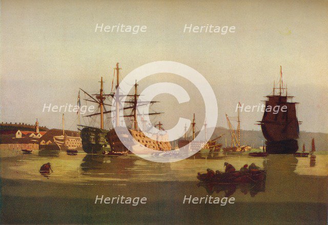 'HMS Revenge and French Prize Hulk', c1850. (1930). Artist: Geoffrey Sneyd Garnier.