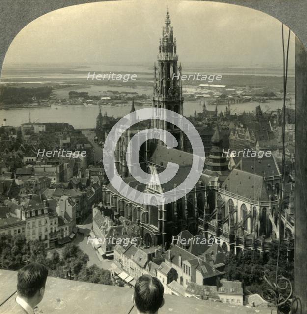 'Notre Dame Cathedral and the Harbor of Antwerp from Belgium's First Skyscraper', c1930s. Creator: Unknown.