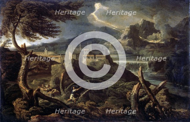 'Landscape with Lightning', 1660s. Artist: Gaspard Dughet