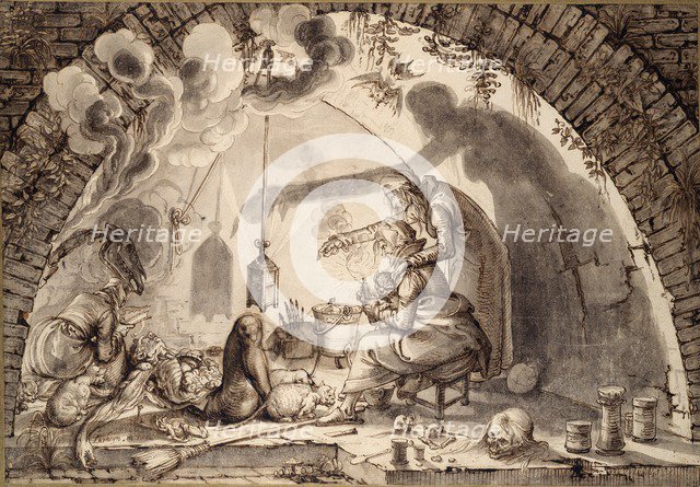 A Witches' Kitchen, c1600. Artist: Jacques de Gheyn II.