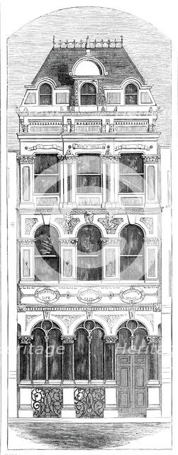 Improved street architecture - the Promoter Life Assurance Office, Fleet-Street, 1860. Creator: Unknown.