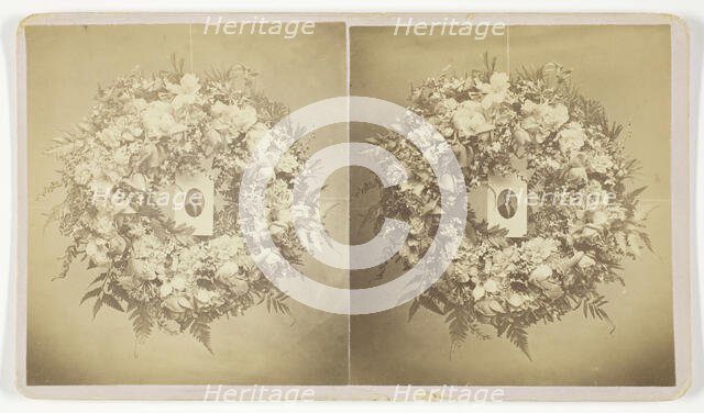Untitled [wreath with portrait], 1875/99.  Creator: Unknown.