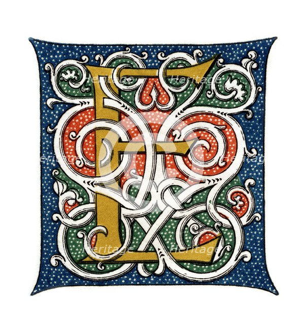 Initial letter 'E', (1843).Artist: Henry Shaw