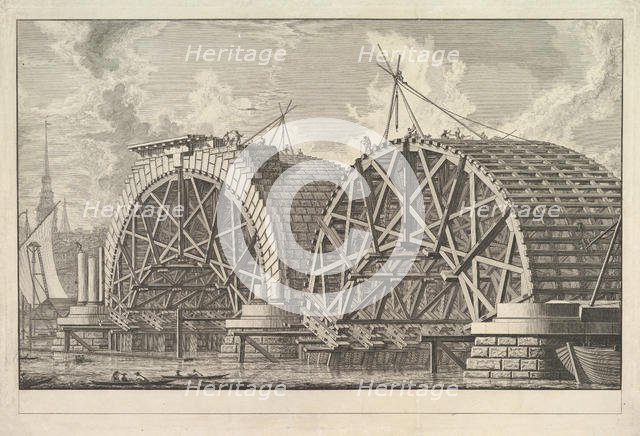 A view of part of the intended Bridge at Blackfriars, London, ca. 1764. Creator: Giovanni Battista Piranesi.