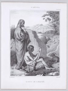 Giotto and Cimabue, from "L'Artiste", July 7, 1844. Creator: Armand Tranquille Vastine.
