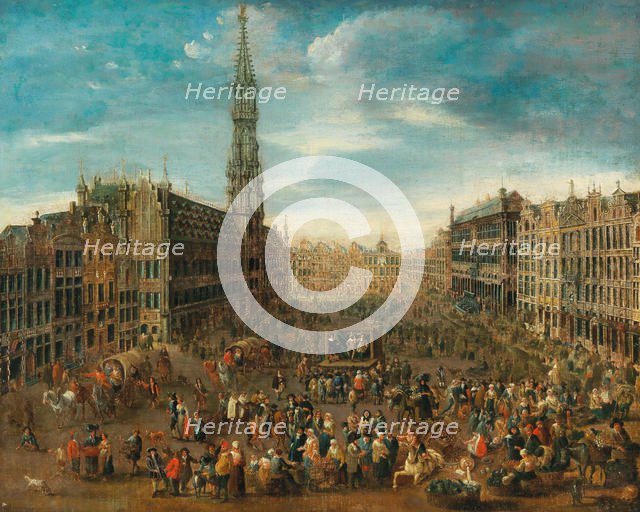 Market scene on the Grand Place in Brussels, c. 1670. Creator: Anonymous.