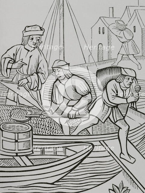 Measuring of salt, Paris, France, 1500, (1878). Creator: Unknown.