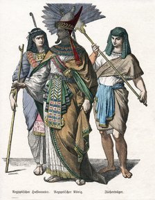 Egyptian king and male attendants, mid 19th century. Artist: Knilling