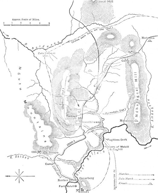 'Plan of the Marches near Isandhlwana between Jan. 12th and 22nd, 1879', c1880. Artist: Unknown.