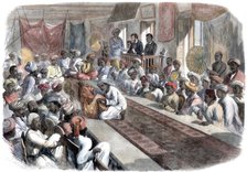 'Sale at Calcutta of valuable government presents and Lucknow jewels', 1860. Artist: Unknown