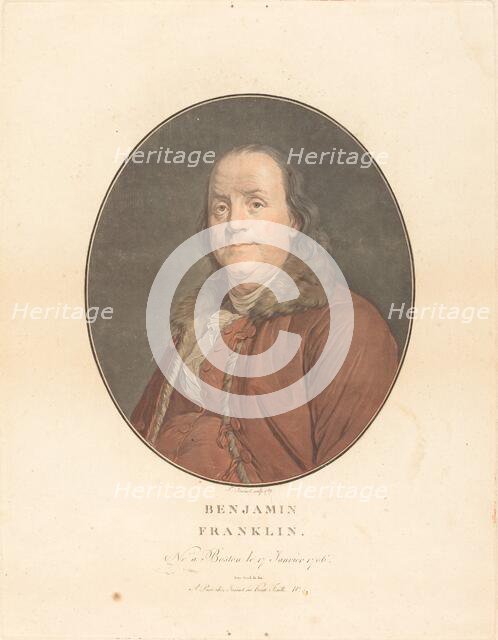 Benjamin Franklin, 1789. Creators: Jean Francois Janinet, Joseph Siffred Duplessis.