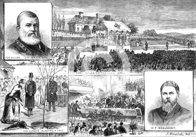 The Duke and Duchess of Albany at the opening of Beaumont Park, Huddersfield, 1883. Creator: Unknown.