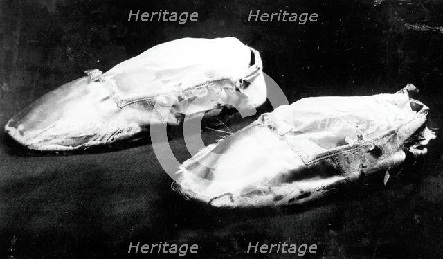 Pair of Children's Slippers, England, c.1840s. Creator: Unknown.