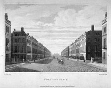 Portland Place, Marylebone, London, 1809. Artist: William James Bennett