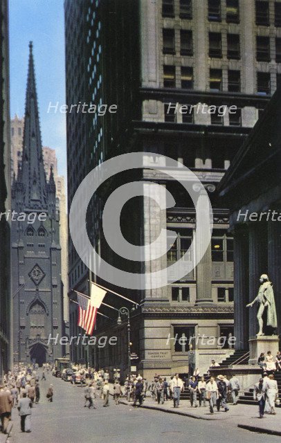 Wall Street, centre of the financial district, New York City, New York, USA, 1956. Artist: Unknown