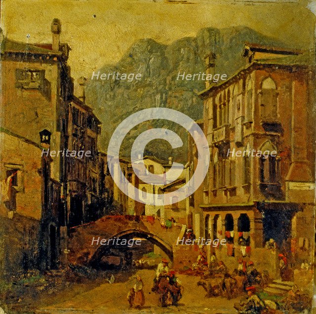  'Street of a village', 1867 by Josep Armet.