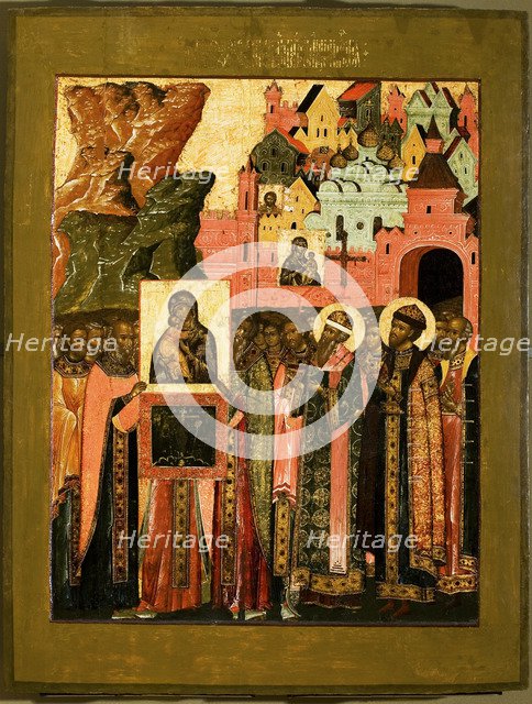 Arrival of the Icon of Our Lady of Vladimir in Moscow in 1395, Mid of 17th cen.. Artist: Russian icon  