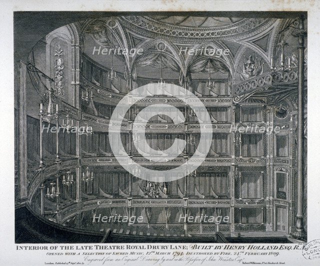 Interior of the Theatre Royal, Drury Lane, 1810. Artist: Thomas Dale