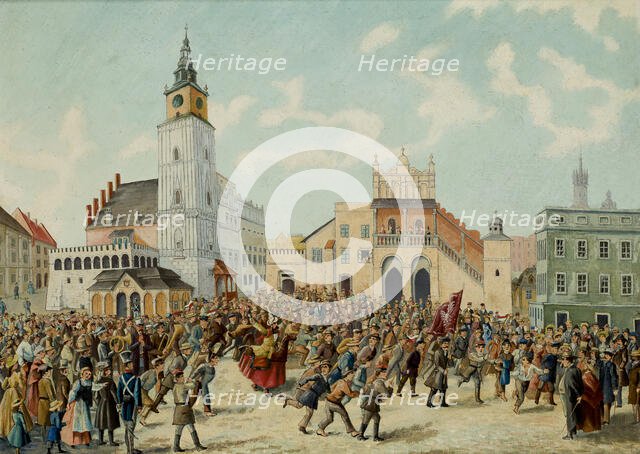 Lajkonik in the Main Market Square in Krakow, 1815-1820. Creator: Klemens Bakowski.