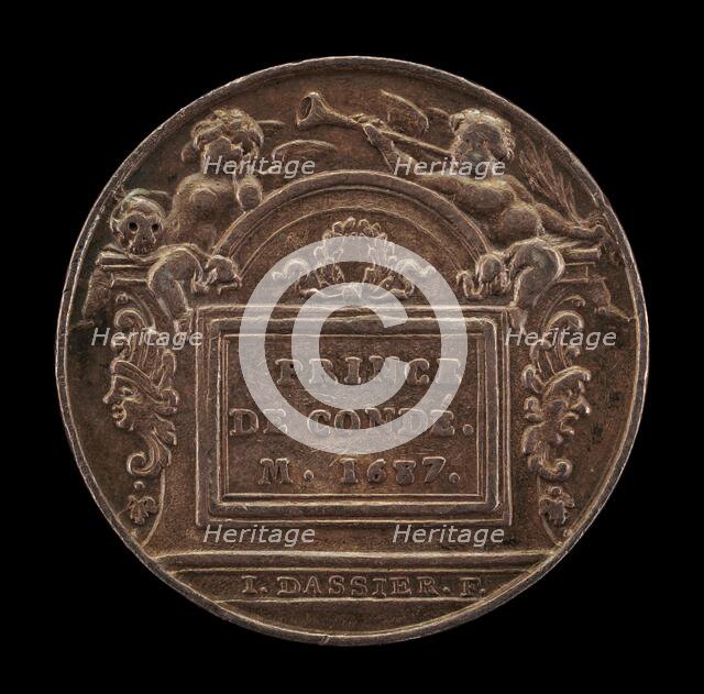 Memorial Tablet, with Geniuses of Death and Fame [reverse], first half 18th century. Creator: Jean Dassier.