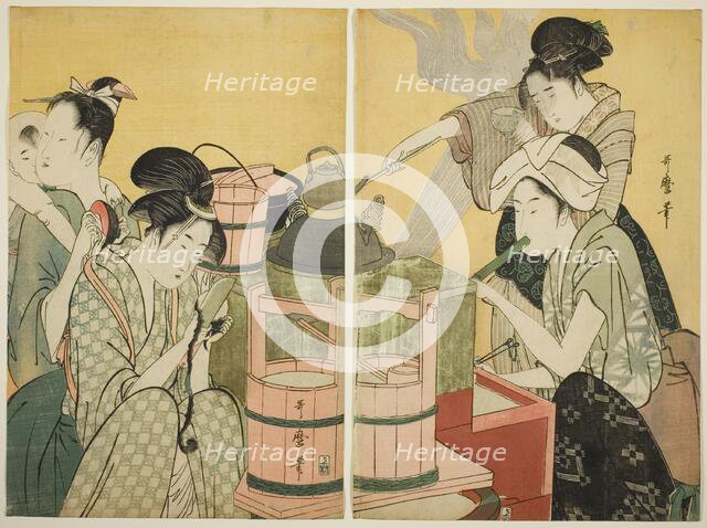 Kitchen Scene, Japan, c. 1794/95. Creator: Kitagawa Utamaro.