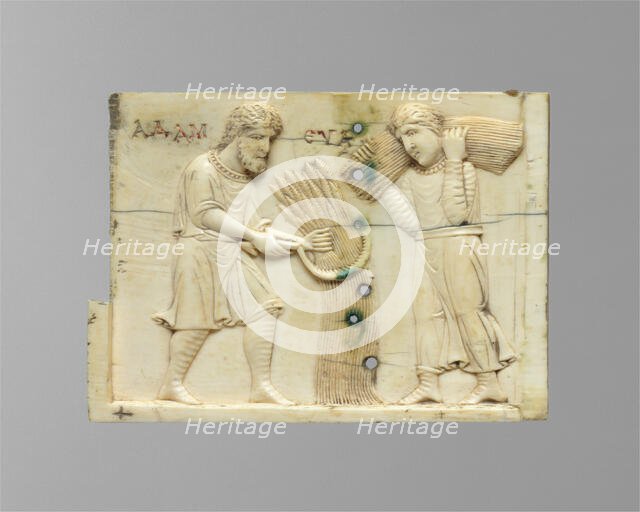 Panel from an Ivory Casket with the Story of Adam and Eve, Byzantine, 10th or 11th century. Creator: Unknown.