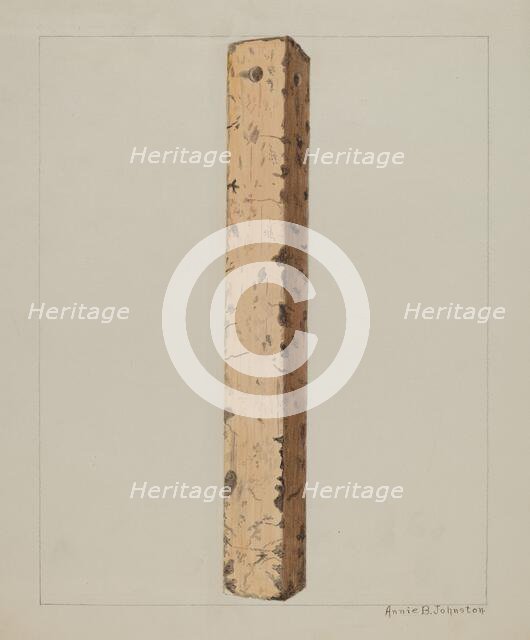 Pottery Grave Post, c. 1937. Creator: Annie B Johnston.