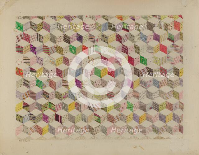 Patchwork for Quilt, c. 1937. Creator: Edith Magnette.