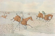 A Steeplechase: A slap at a stone enclosure. 5 to 4 on white, 1827. Artist: Henry Thomas Alken