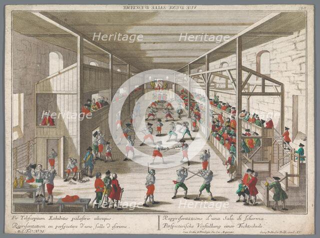 View of a fencing school, 1742-1801. Creator: Anon.