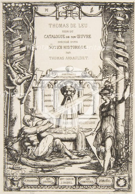 Frontispiece for the Catalogue of the work of Thomas De Leu, 1866. Creator: Charles Meryon.