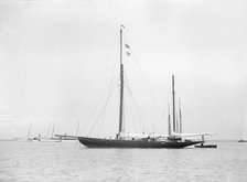 The ketch 'Valdora' at anchor, 1913. Creator: Kirk & Sons of Cowes.